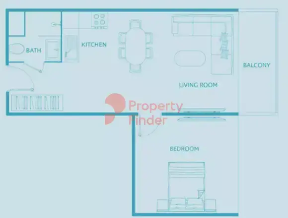 Планировка — 1-спальная, 55 м²