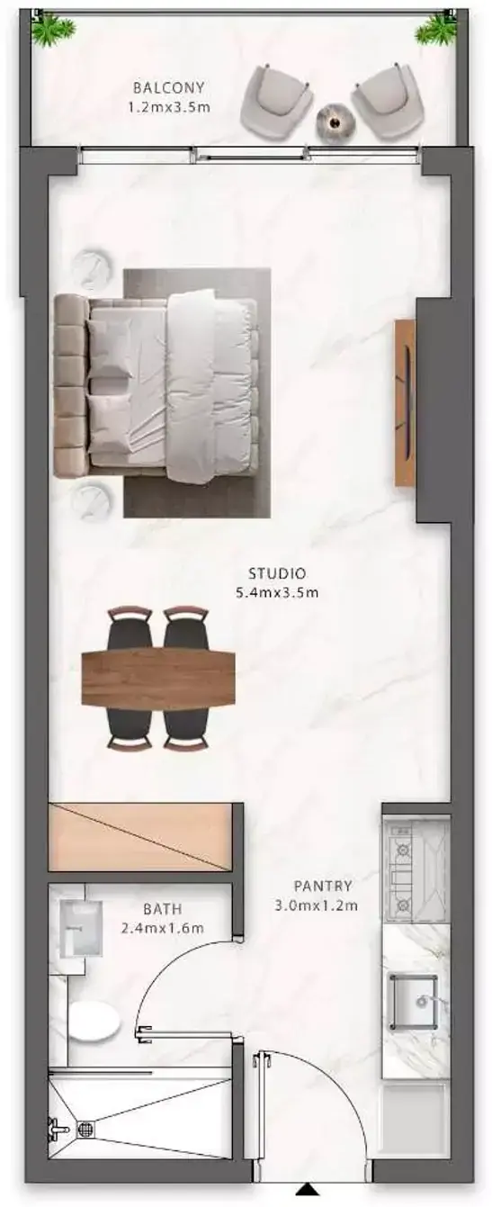 Планировка — Студия, 37 м²