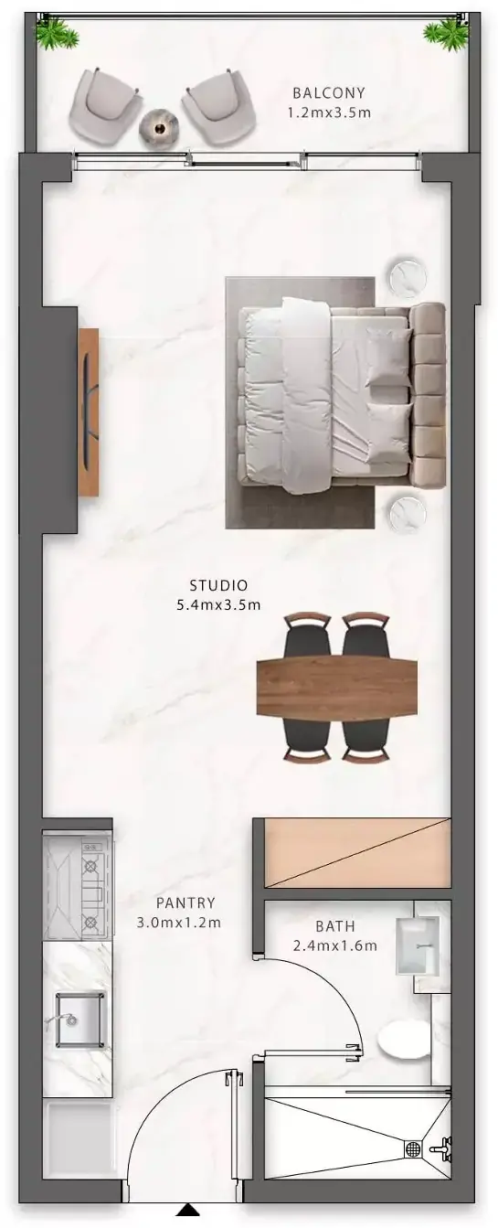 Планировка — Студия, 37 м²