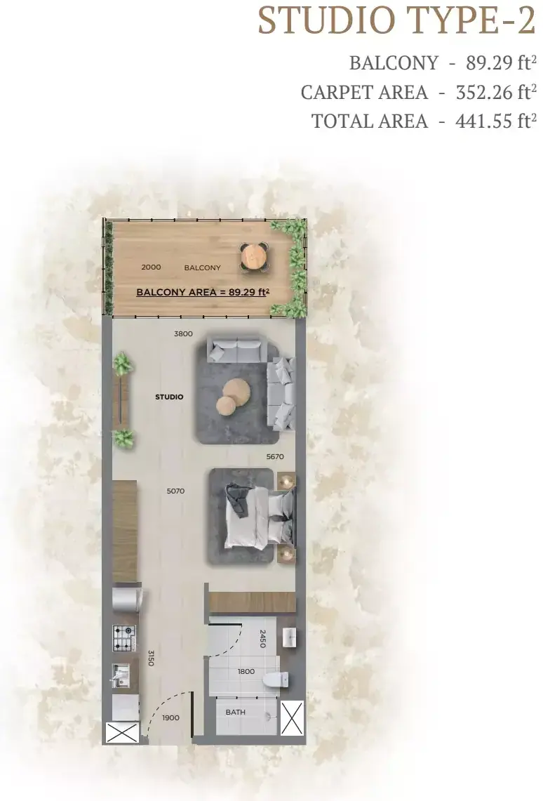 Планировка — Студия, 41 м²