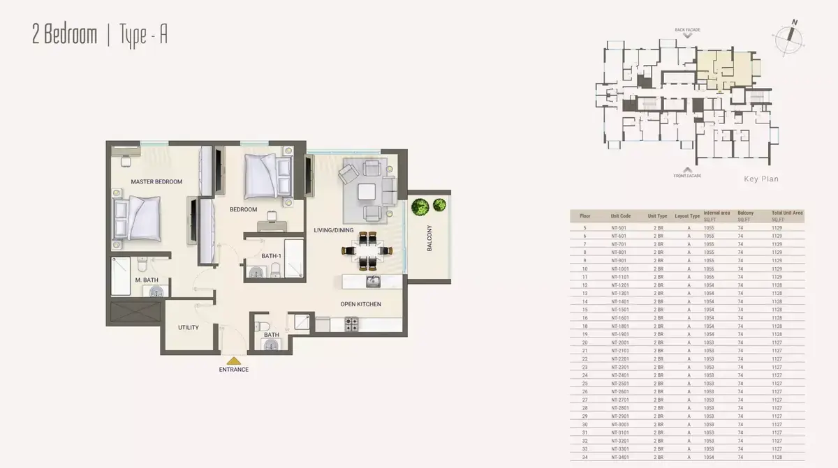 Планировка — 2-спальная, 105 м²