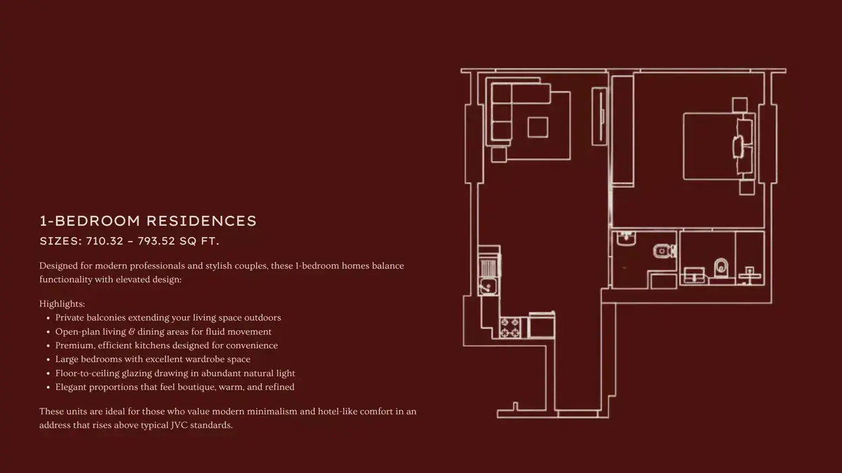 Планировка — 1-спальная, 82 м²