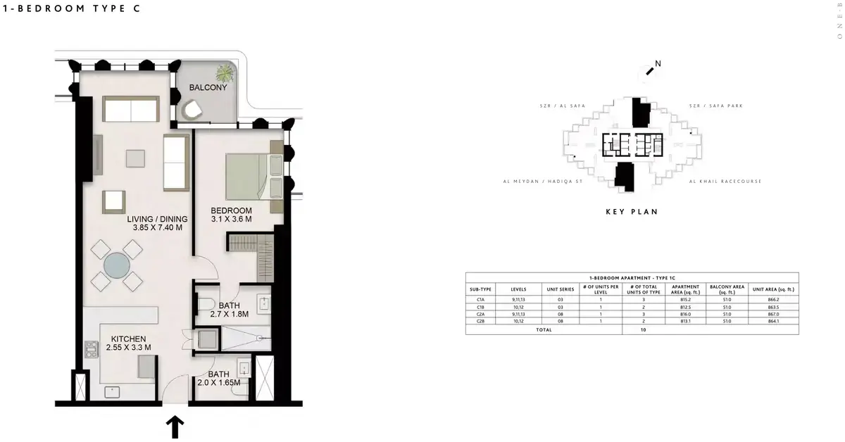 Планировка — 1-спальная, 80 м²