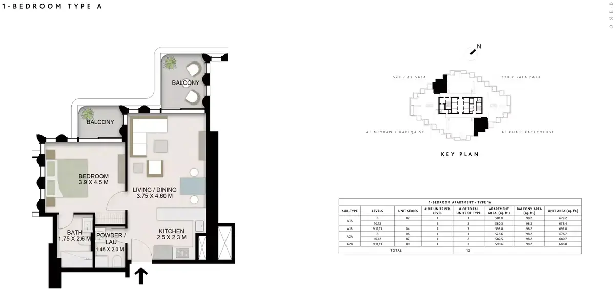 Планировка — 1-спальная, 64 м²
