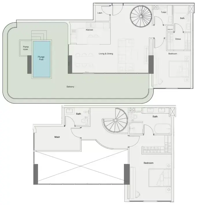 Планировка — 2-спальная, 227 м²