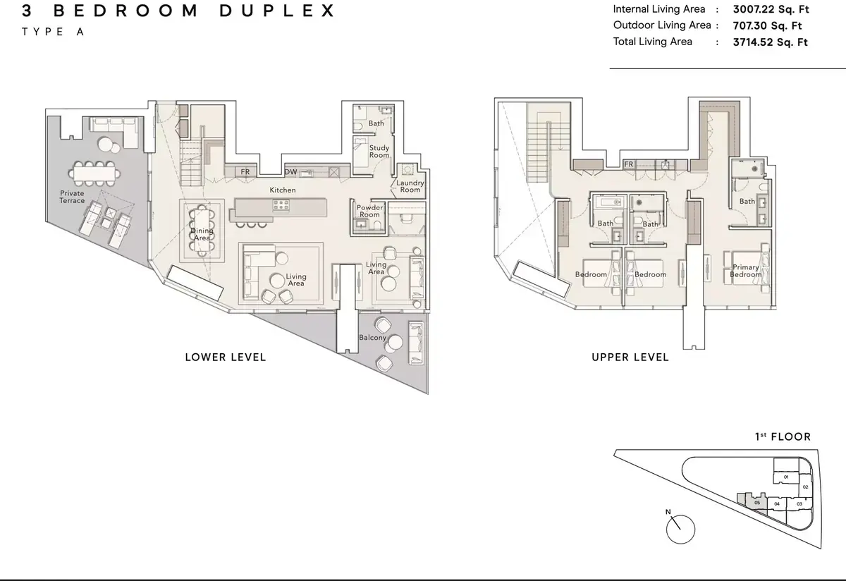 Планировка — 3-спальная, 345 м²
