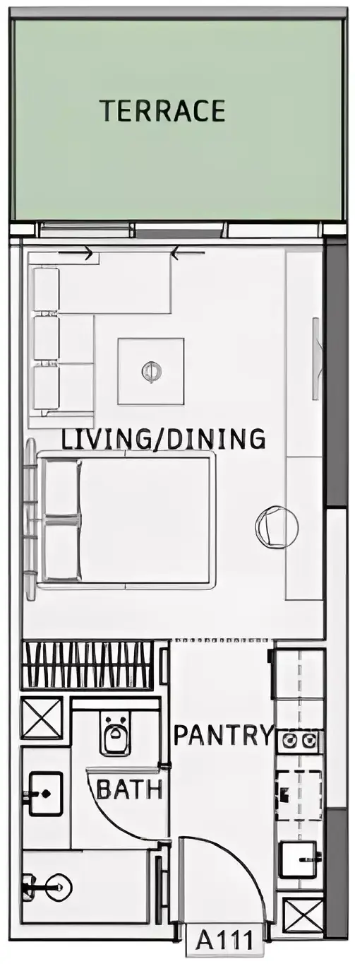 Планировка — Студия, 38 м²