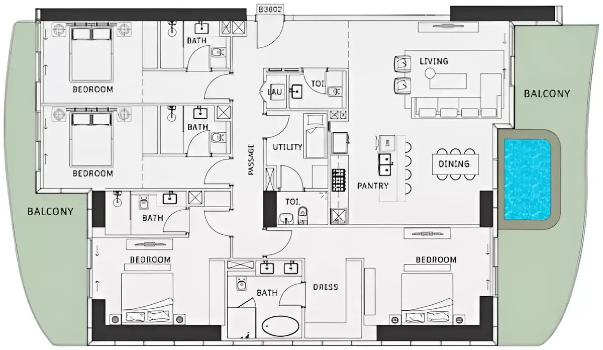 Планировка — квартира, 269 м²