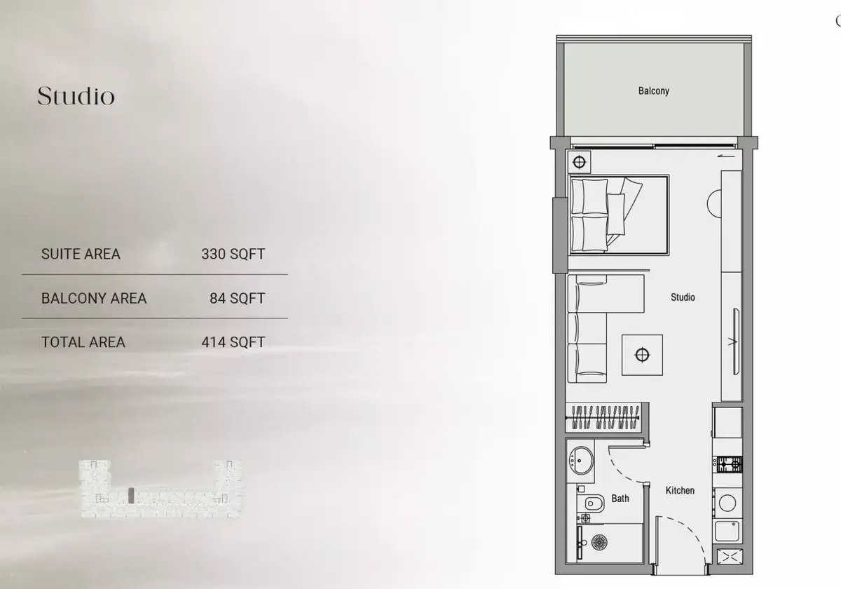 Планировка — Студия, 38 м²