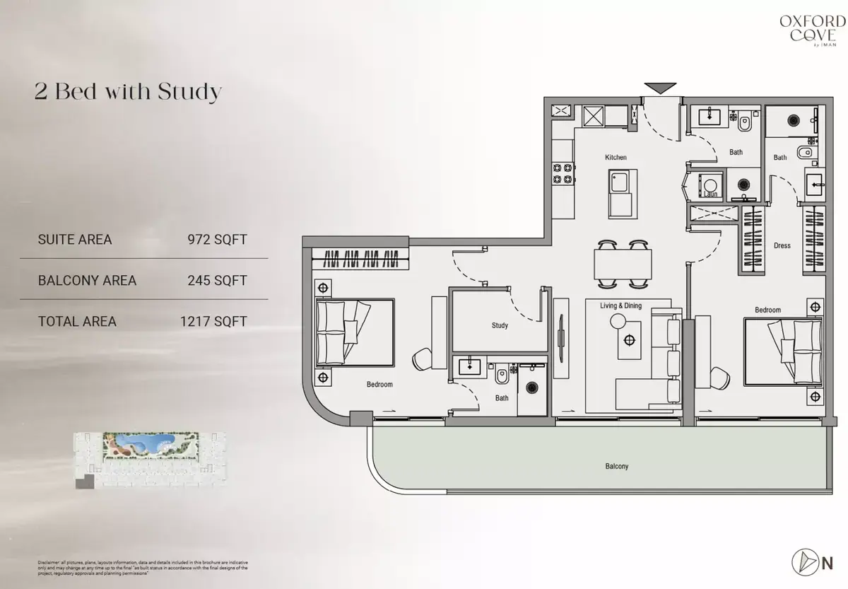 Планировка — 2-спальная, 113 м²