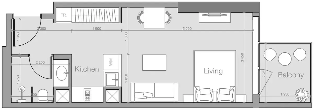 Планировка — Студия, 40 м²