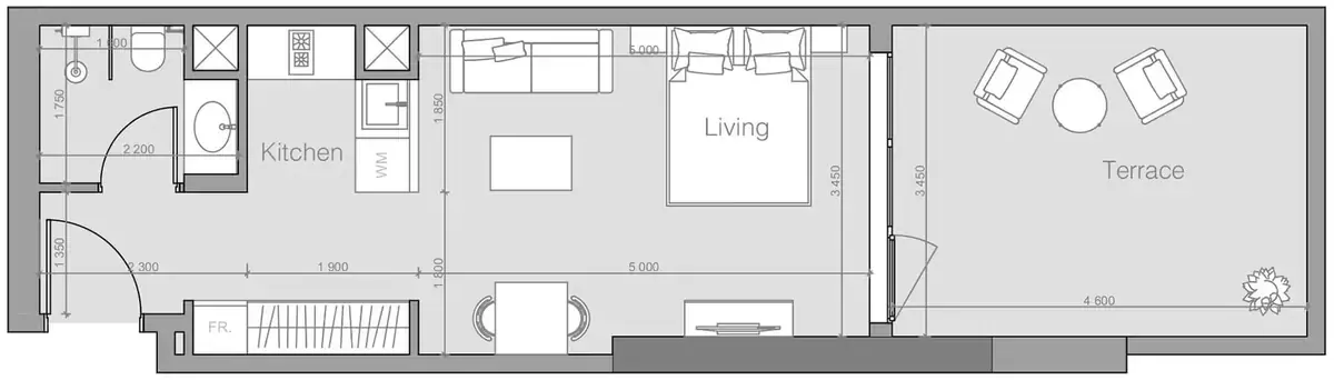 Планировка — Студия, 53 м²