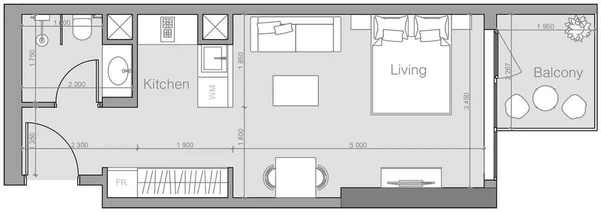 Планировка — Студия, 40 м²