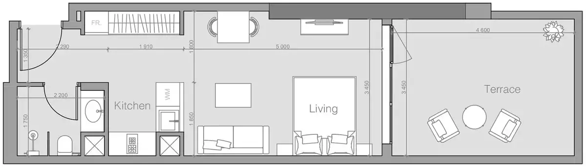 Планировка — Студия, 52 м²