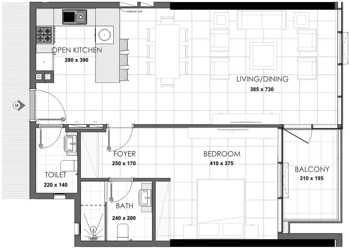 Планировка — 1-спальная, 78 м²