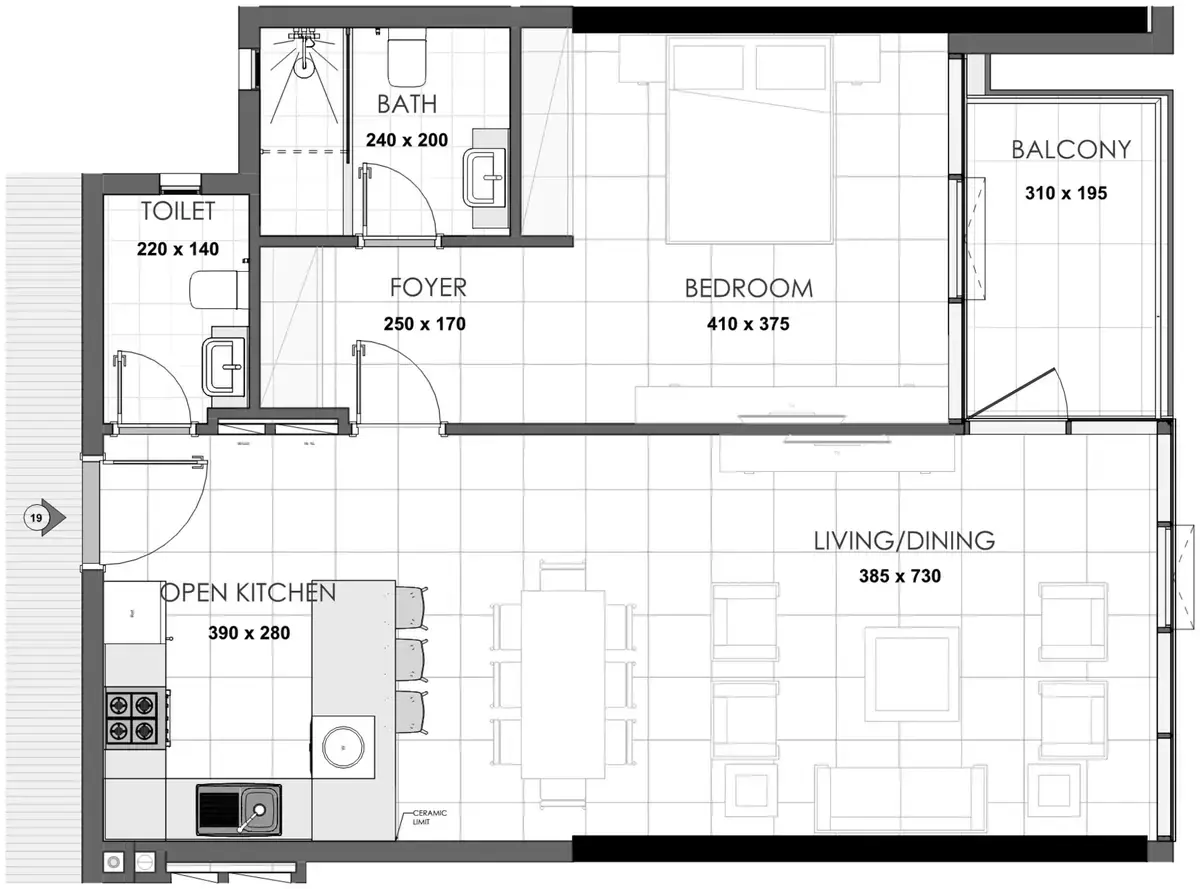 Планировка — 1-спальная, 78 м²