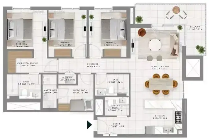 Планировка — 3-спальная, 297 м²
