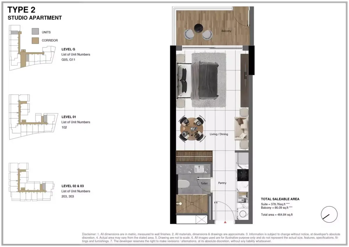 Планировка — Студия, 43 м²