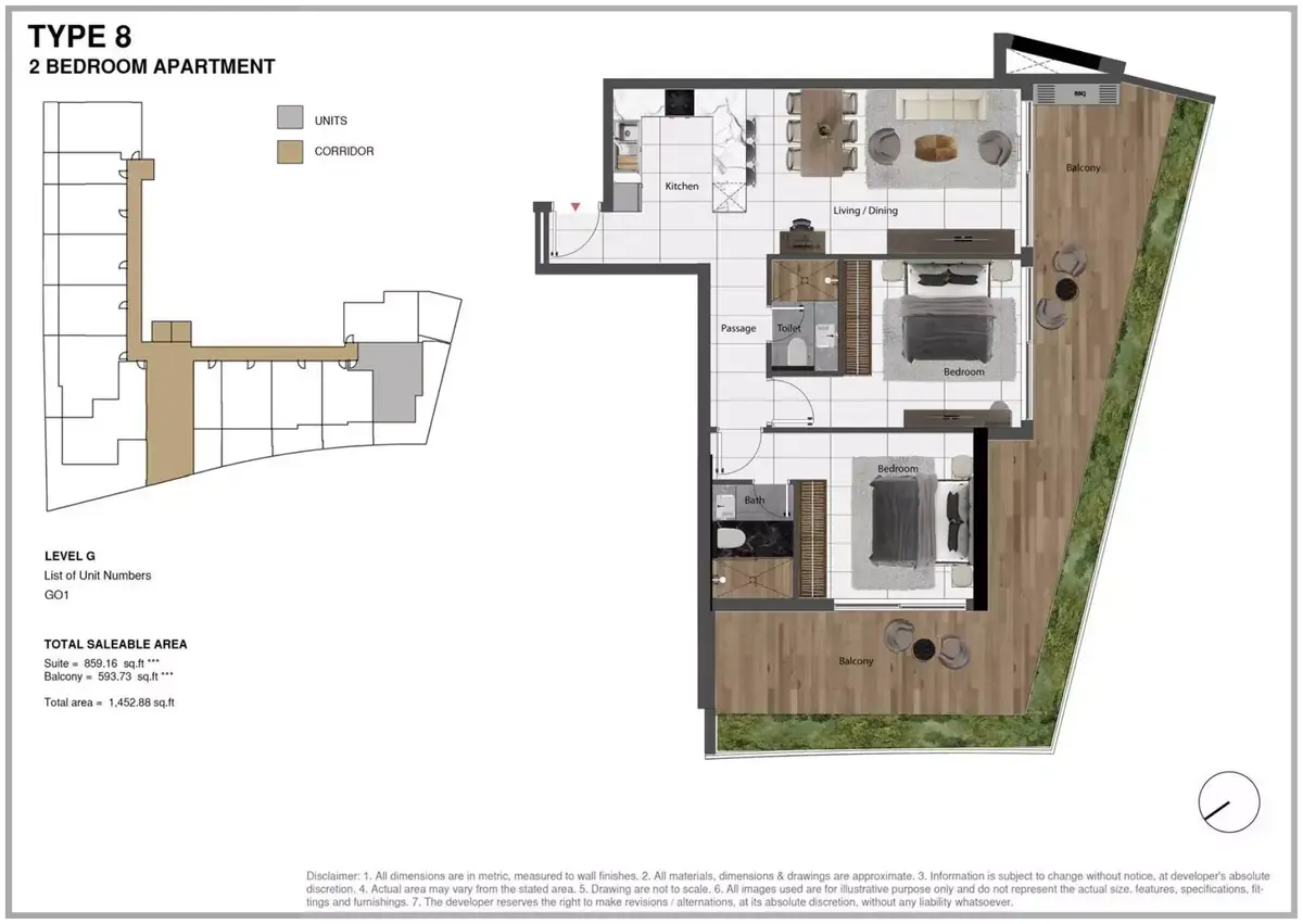 Планировка — 2-спальная, 135 м²