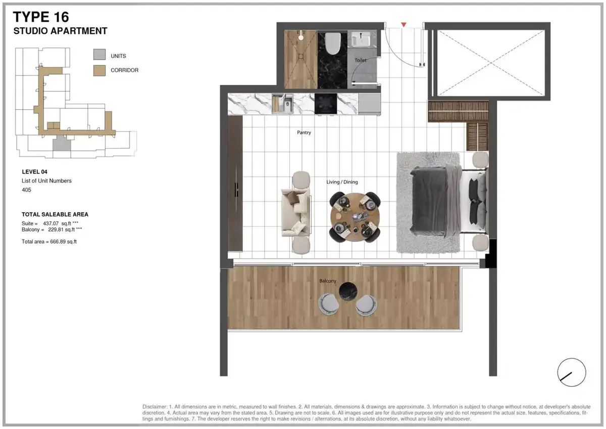 Планировка — Студия, 62 м²