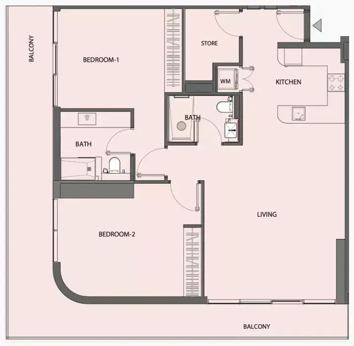 Планировка — 2-спальная, 110 м²
