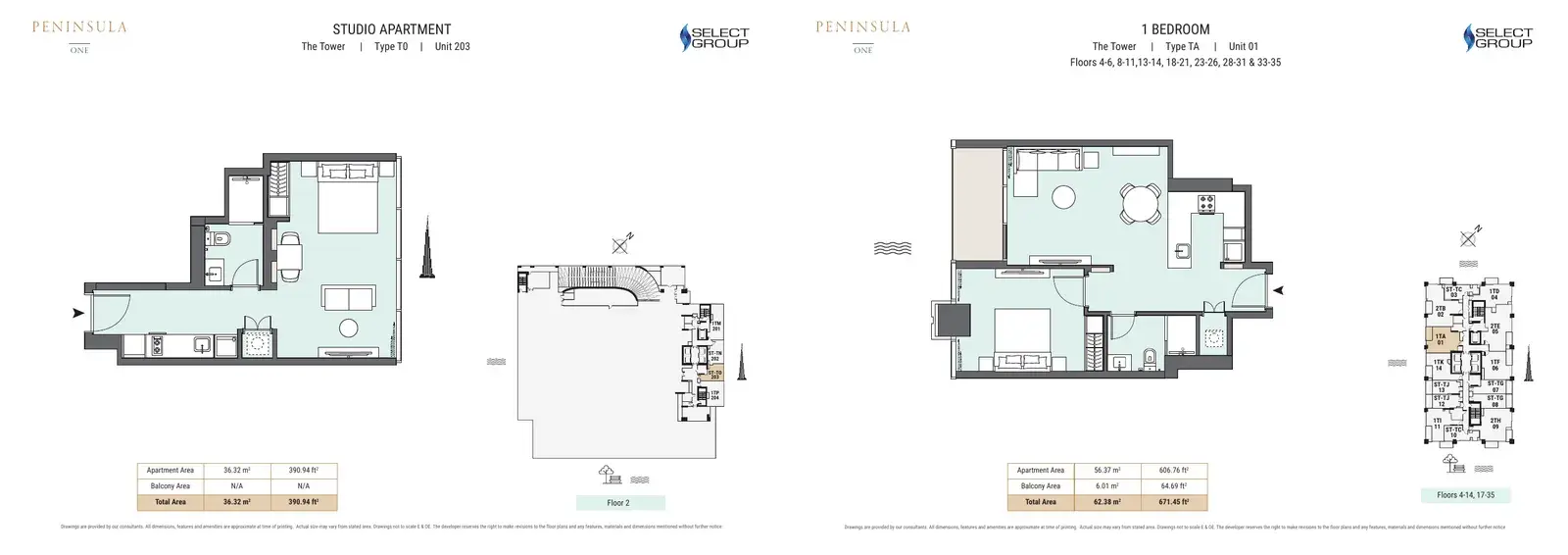 Peninsula One — схема из брошюры застройщика