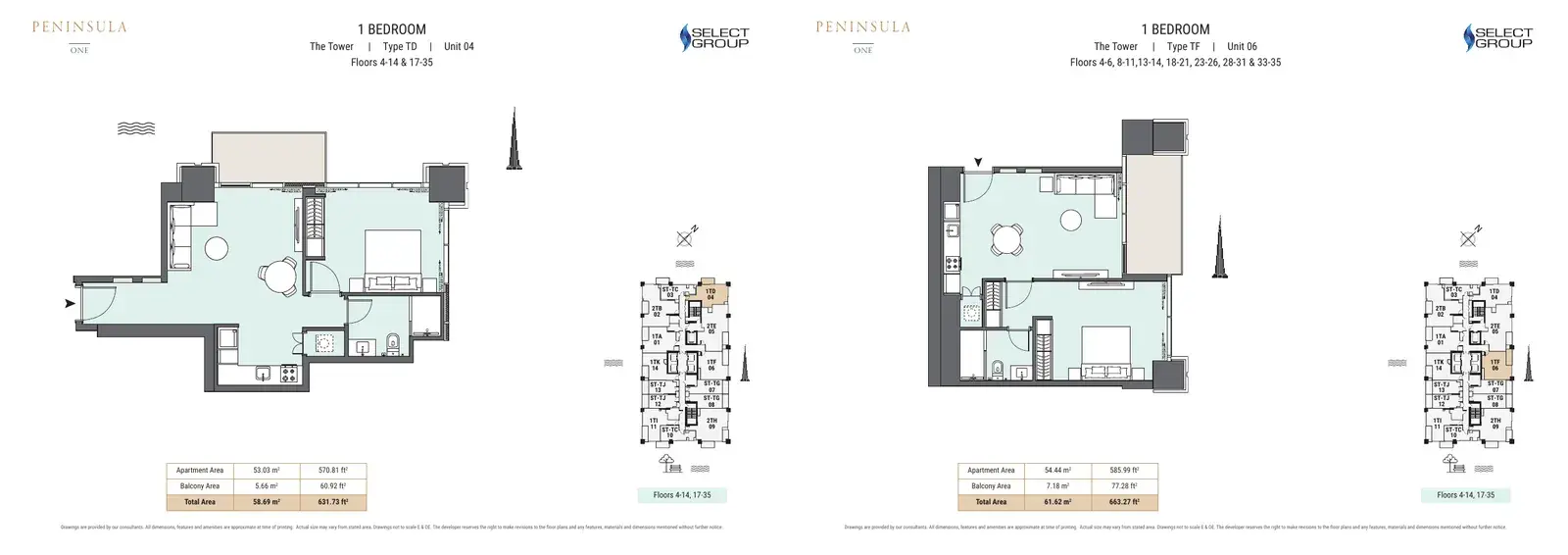 Peninsula One — схема из брошюры застройщика