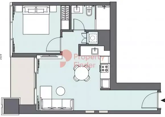 Планировка — 1-спальная, 52 м²