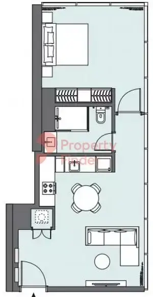 Планировка — 1-спальная, 58 м²