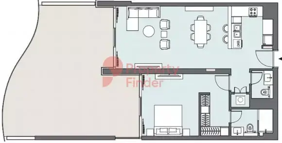 Планировка — 1-спальная, 131 м²
