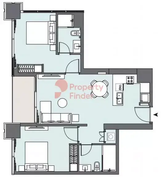Планировка — 2-спальная, 83 м²