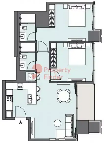 Планировка — 2-спальная, 88 м²