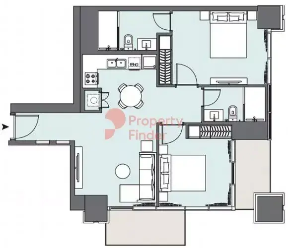 Планировка — 2-спальная, 86 м²