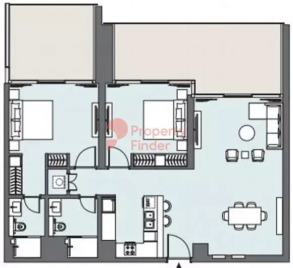 Планировка — 2-спальная, 174 м²