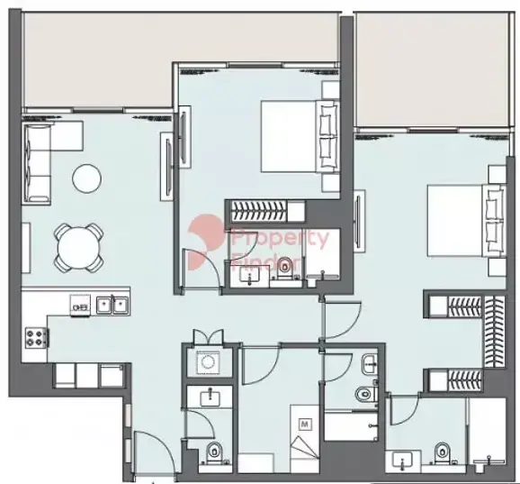 Планировка — 2-спальная, 168 м²