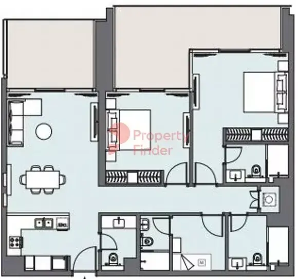 Планировка — 2-спальная, 174 м²