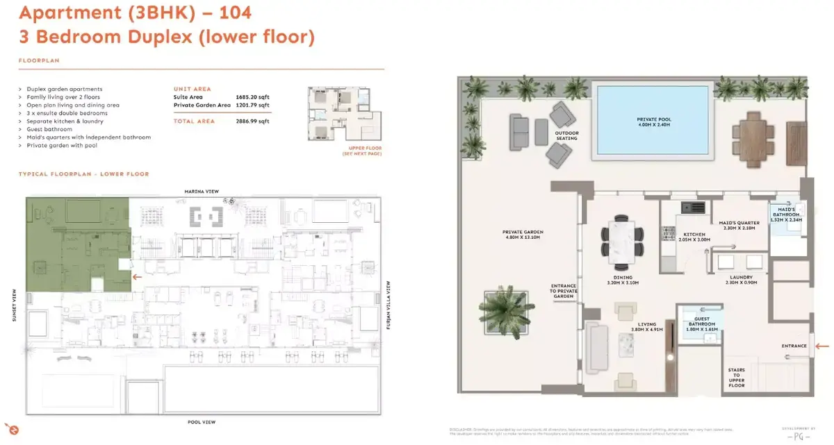 Планировка — 3-спальная, 268 м²