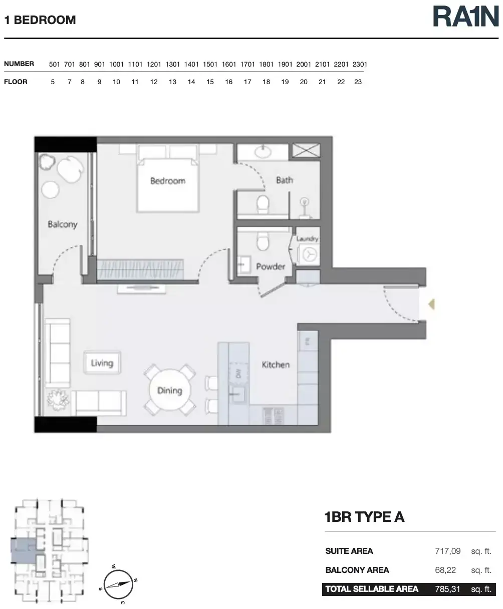 Планировка — 1-спальная, 73 м²