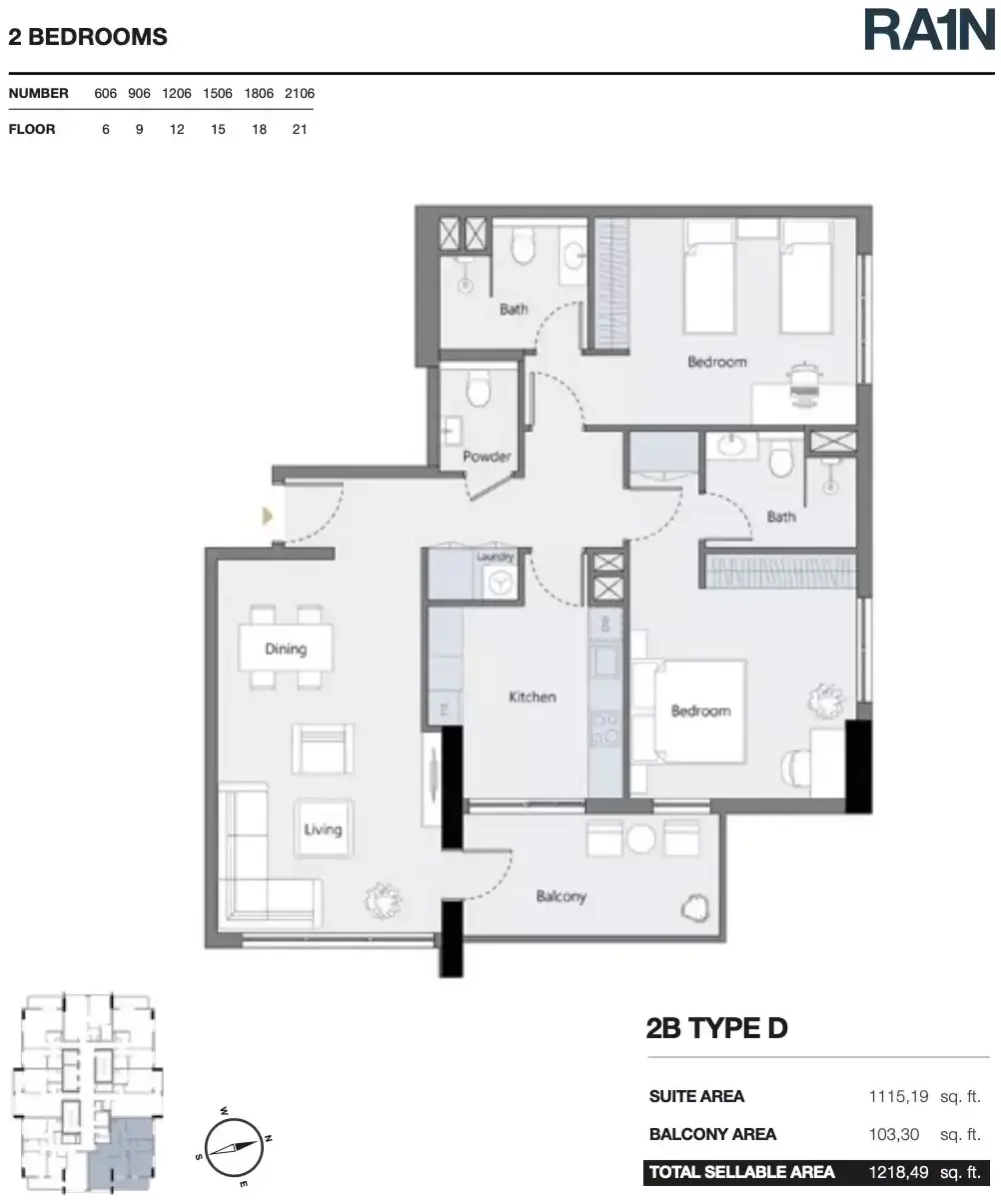 Планировка — 2-спальная, 113 м²