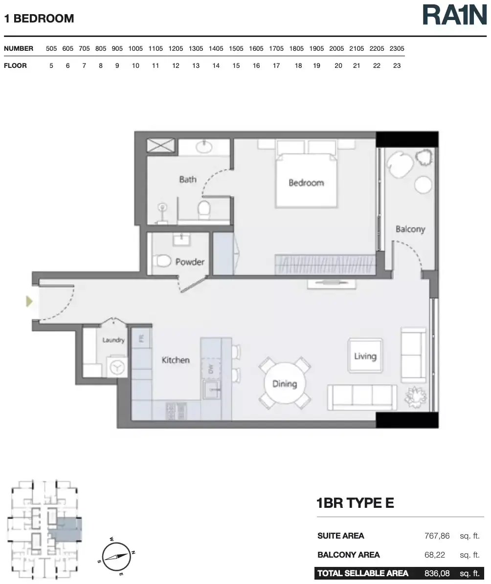 Планировка — 1-спальная, 78 м²
