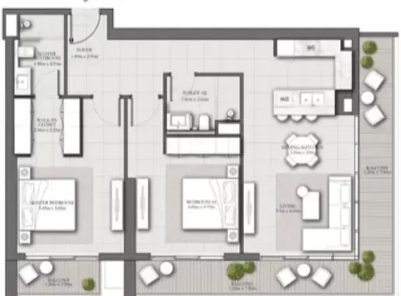 Планировка — 2-спальная, 127 м²
