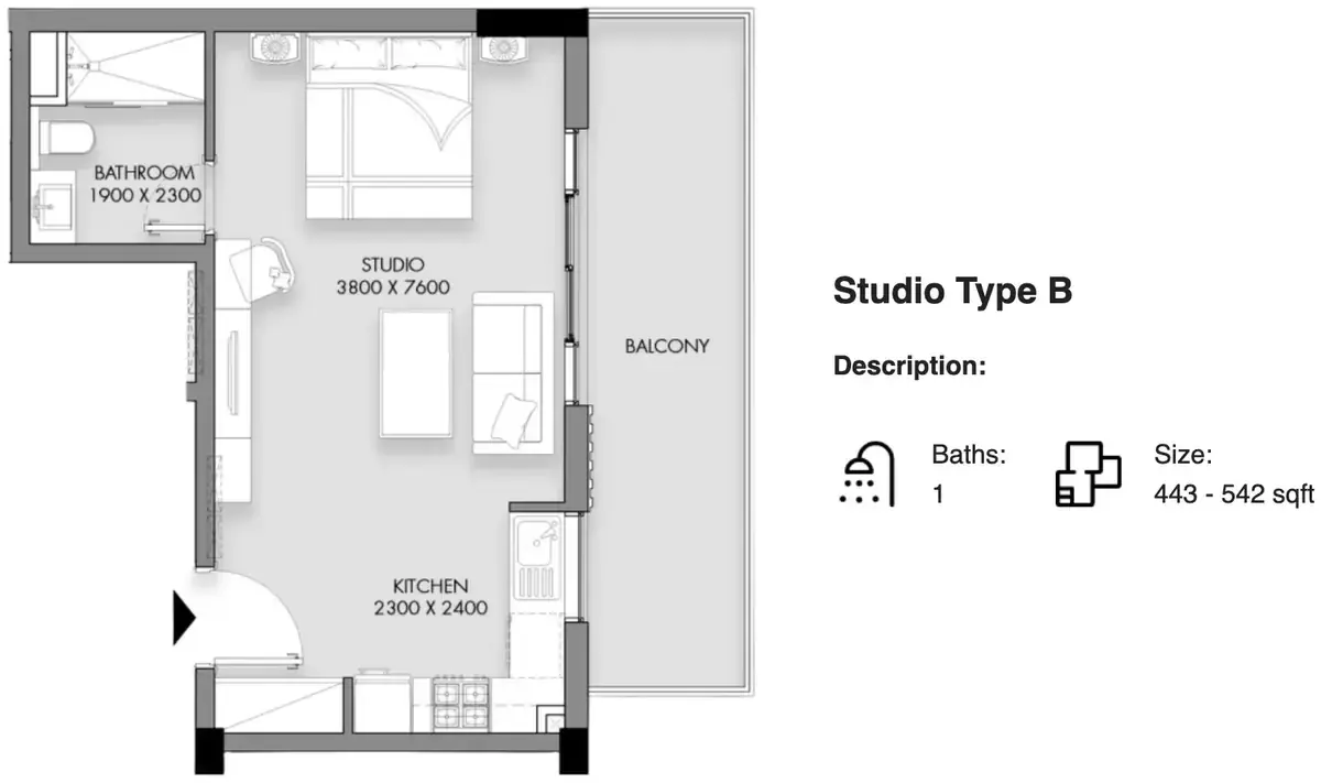 Планировка — Студия, 41 м²