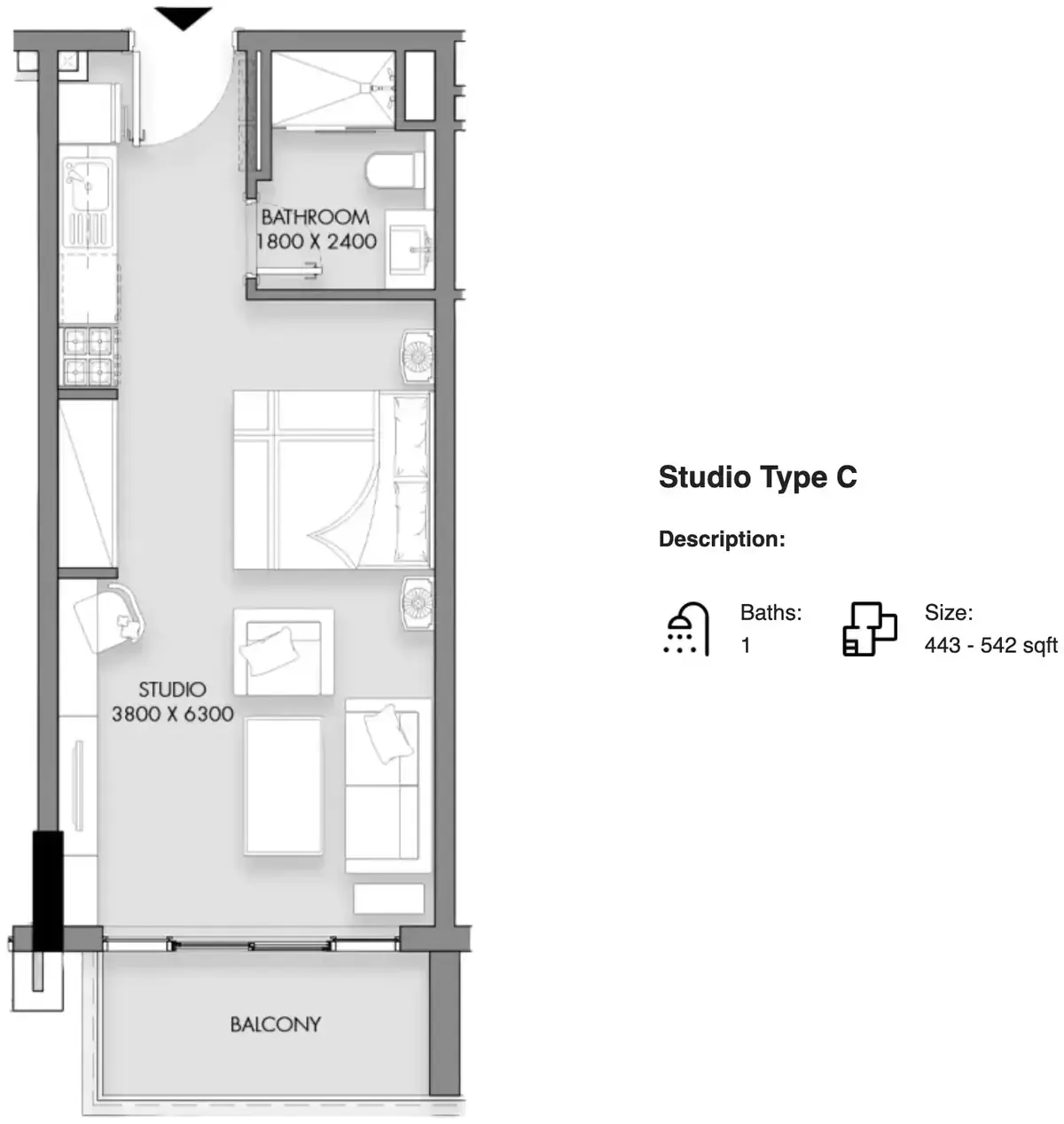 Планировка — Студия, 41 м²