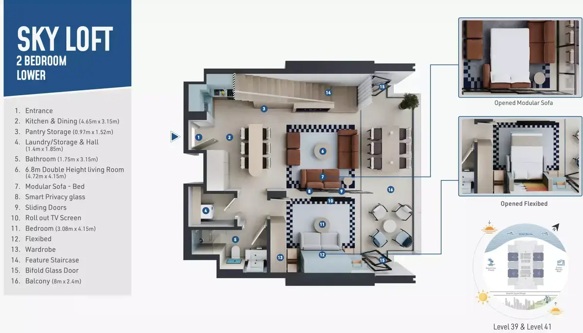 Планировка — 2-спальная, 140 м²