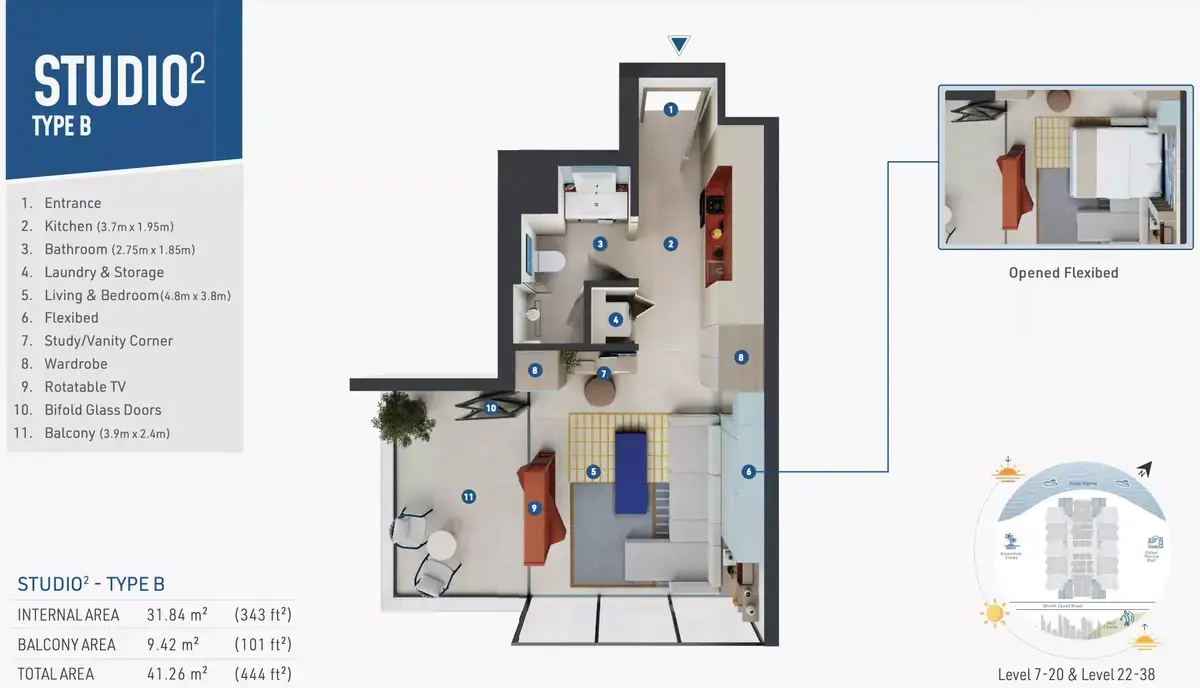 Планировка — Студия, 41 м²