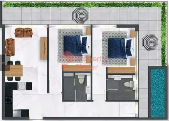 Планировка — 2-спальная, 119 м²