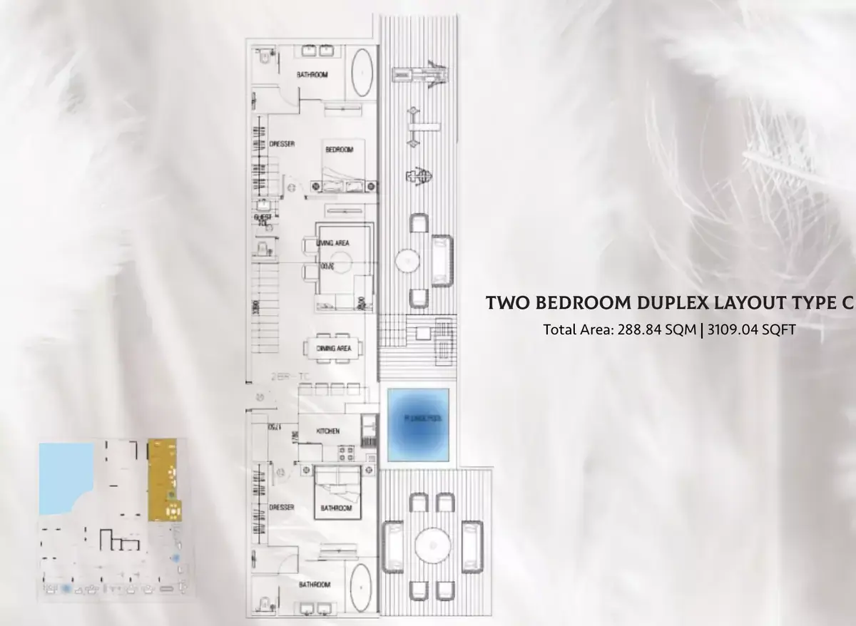 Планировка — 2-спальная, 401 м²