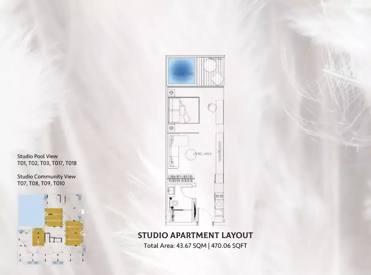 Планировка — Студия, 44 м²