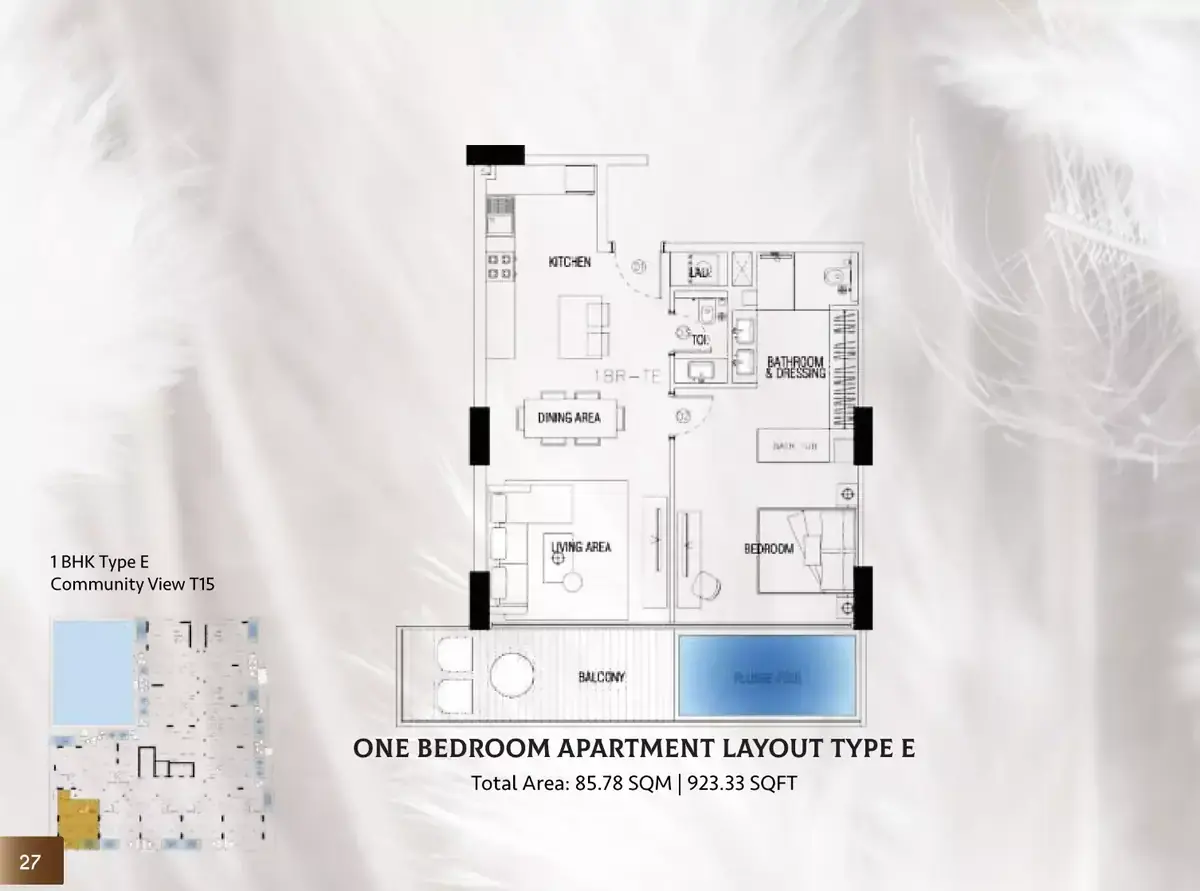 Планировка — 1-спальная, 86 м²
