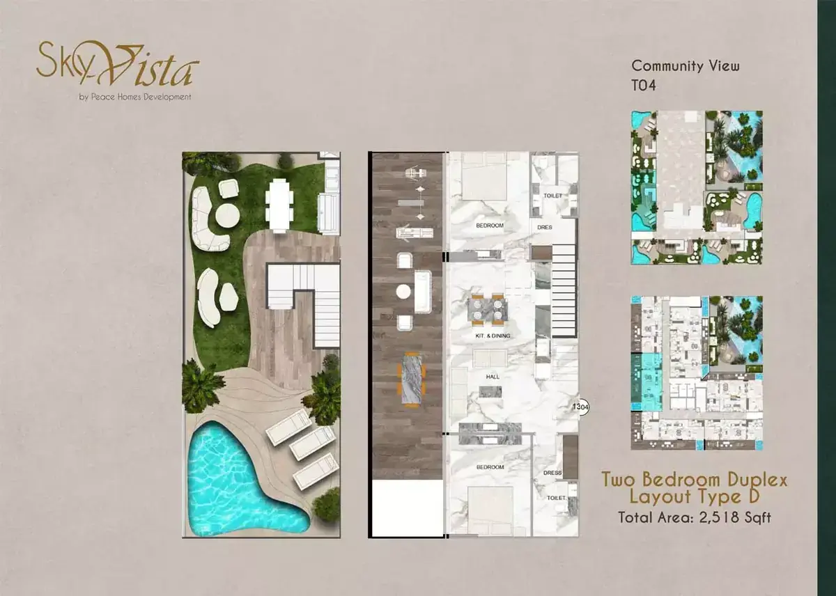 Планировка — 2-спальная, 234 м²